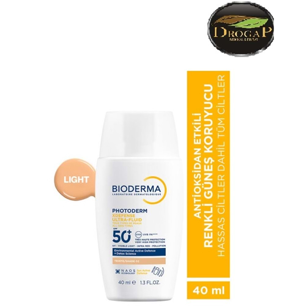 BİODERMA PHOTODERM X DEFENSE SPF 50+ 40 ML LİGHT ( RENKLİ ) GÜNEŞ KREMİ (SU BAZLI )